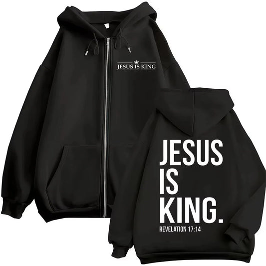 JESUS IS KING zip up hoodie